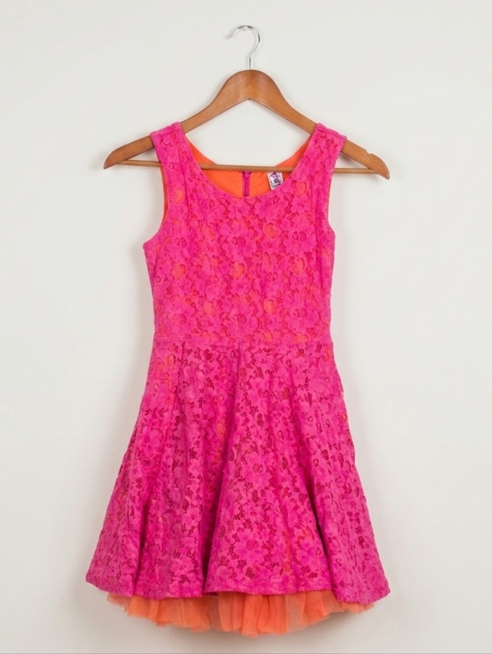 Knitworks Girls Lace Tutu Dress 14 | Pink & Orange Floral Party Special Occasion